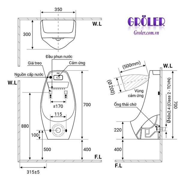 Tiểu Nam Cảm ứng Treo Groler Gr T109 1