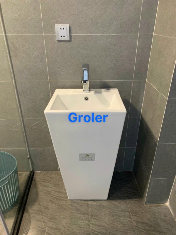 Chậu lavabo chân đứng trắng Groler GR-LCT2