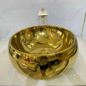 Chậu lavabo tròn mạ vàng GROLER GR-LMV6