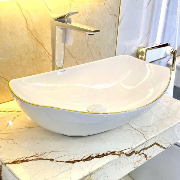 Lavabo nghệ thuật viền vàng Groler GR-LOV2