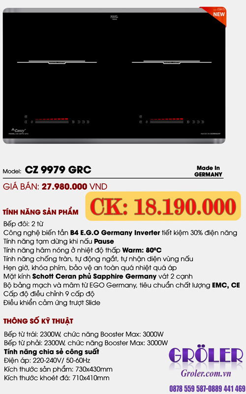 Bếp Từ Canzy Cz 9979grc Germany