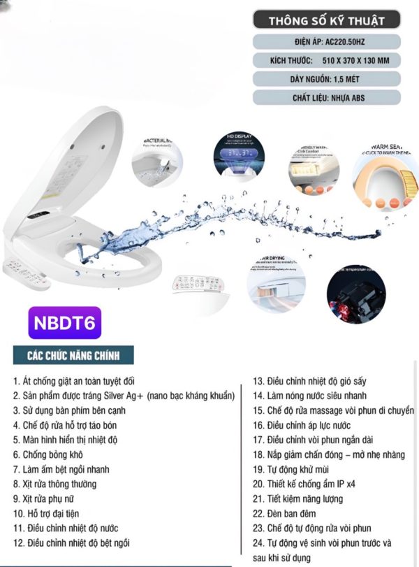 Nắp bệt điện tử GROLER GR-NBDT6