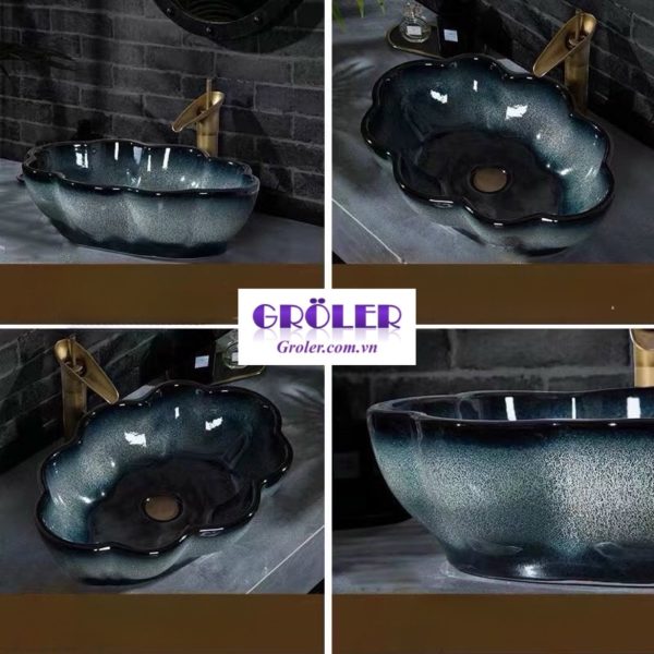 Lavabo Nghệ Thuật Tròn Hoa Groler Gr Ln109