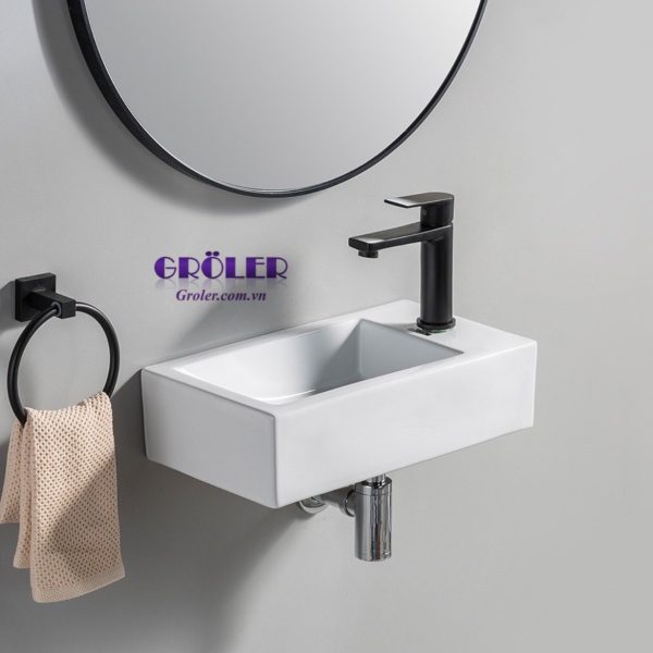 Lavabo Hình Chữ Nhật Treo Góc Groler Gr Ltg1