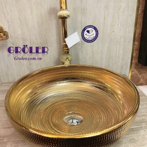 Lavabo Nghệ Thuật Tròn Vàng Bóng Nhập Khẩu Groler Gr Lmv