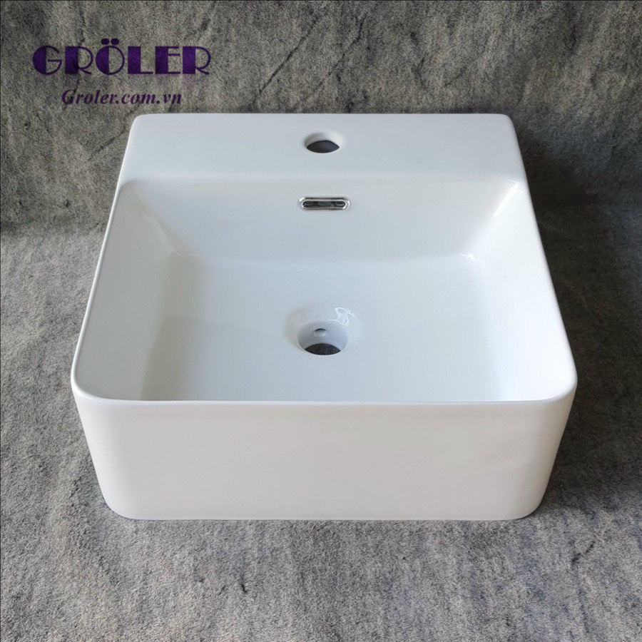 Lavabo Nghệ Thuật Vuông Trắng Groler Gr Ldv