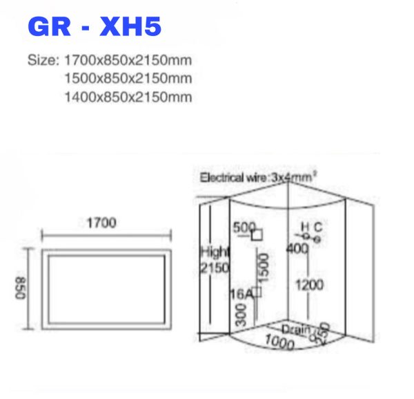 Phòng Xông Hơi ướt Massage Groler Gr Xh5 ( 1400x850x2150mm)