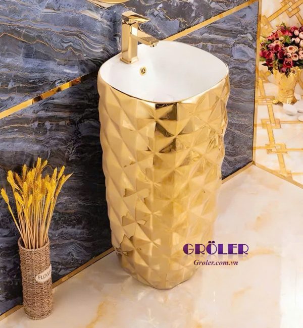 Lavabo chậu đứng mạ vàng Groler GR-LDV11 cao cấp