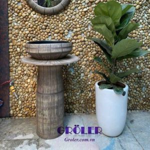 Chậu lavabo chân đứng Groler GR-LD7 gốm sứ