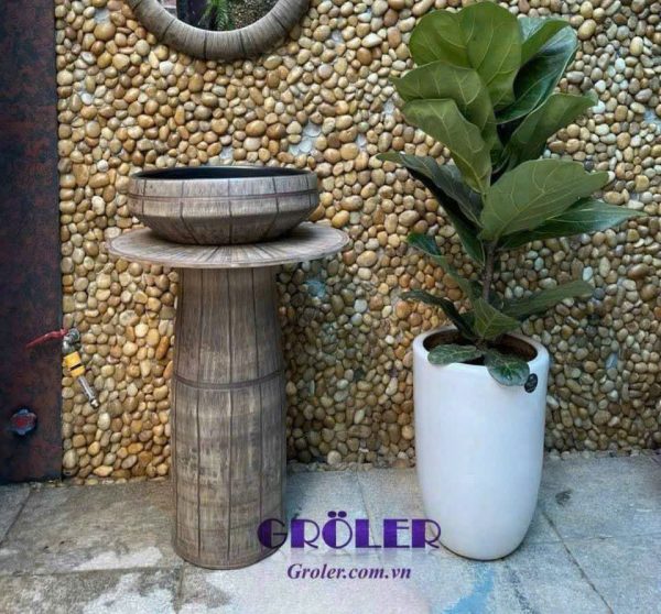 Chậu lavabo chân đứng Groler GR-LD7 gốm sứ