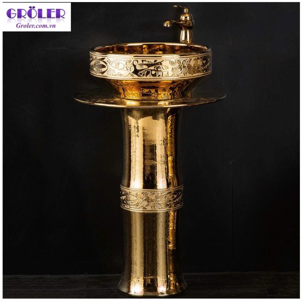 Lavabo chậu đôn mạ vàng Groler GR-LDV6 cao cấp