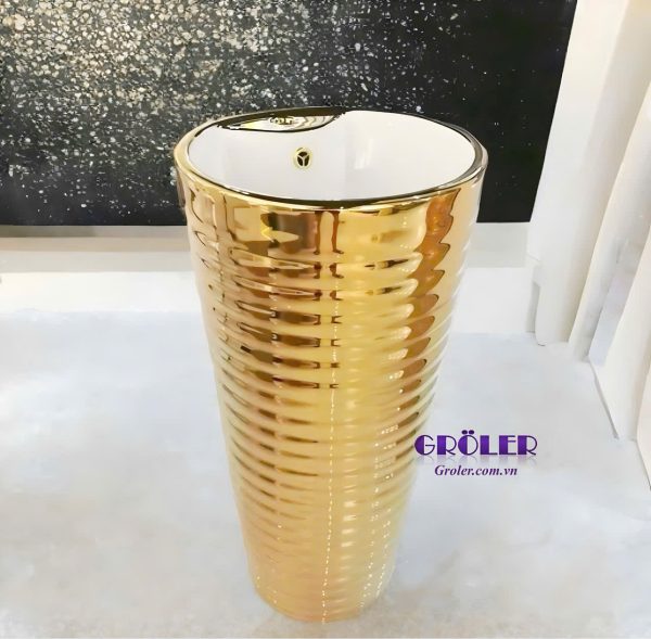 Lavabo chậu đứng mạ vàng Groler GR-LDV10 cao cấp