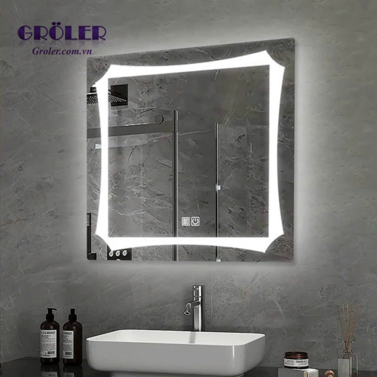 Gương đèn led viền trắng nghệ thuật GL25