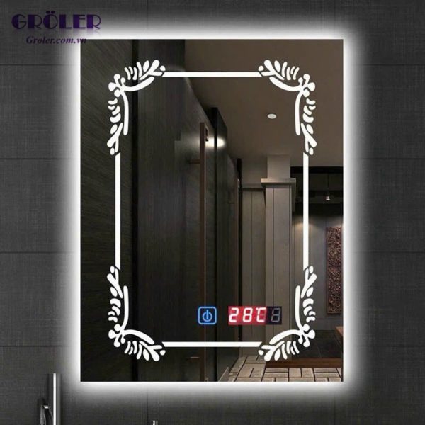 Gương đèn led viền hoa văn nghệ thuật GL21A