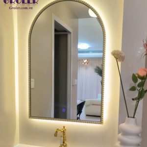 Gương đèn Led viền nhôm mạ vàng GL39V
