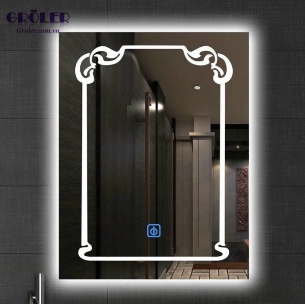 Gương đèn led viền hoa văn nghệ thuật GL21B